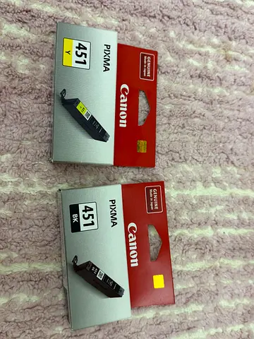 2 x Canon PIXMA 451 Ink Cartridges (Black Yellow) - Genuine