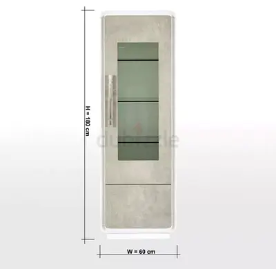 Homecentre Slim Display Cabinet / Glass Door Storage Unit - 180cm x 60cm