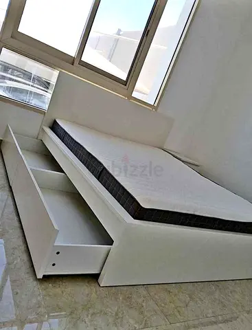 IKEA MALM Queen Size Bed + 2 Storage Drawers + Mattress