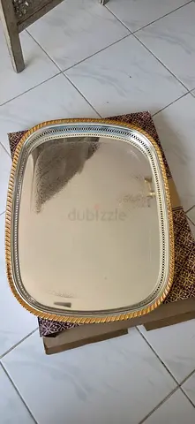 Silver-tone Decorative Serving Tray - Large Metal Platter