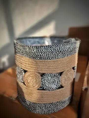 Handmade Jute  Cotton Woven Storage Basket - Decorative Planter/Organizer