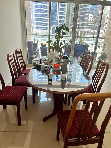 Round Dining Table with 8 Chairs - Good Condition