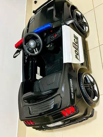 Kids Electric Ride-On Police Car - 12V, Working Lights and Sound