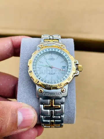 Catamaran Two-Tone Quartz Mens Watch with Date - Good Working Condition