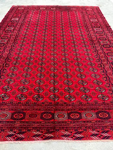 240 x 340 cm | New Handmade Stunning Turkmen Bukhara Carpet, Mauri gul design