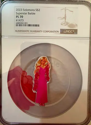 2023 Solomons $2 Superstar Barbie PL70 NGC Graded Coin - Encapsulated
