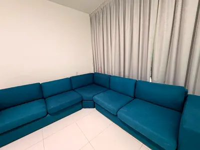 For Urgent Sale | blue L-shaped fabric corner sofa from Home Centre