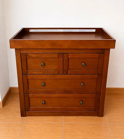 Walnut Baby Changing-Table Dresser - 4 Drawers (Solid Wood)