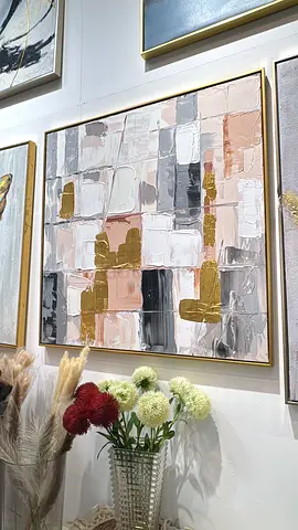 Large Abstract Modern Wall Art Canvas with Gold Accents