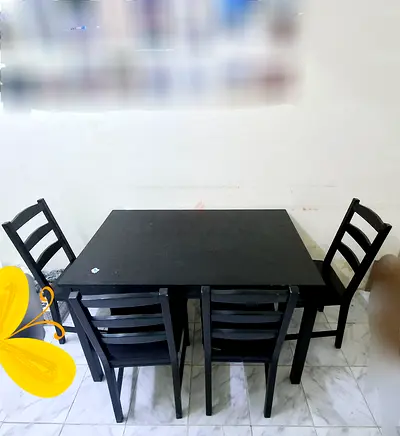 Moving out sale..IKEA black dining table with 4 chairs - used, Very good condition