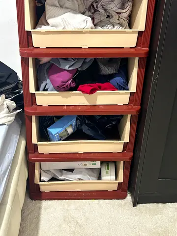 4 drawer plastic storage organizer unit - good used condition