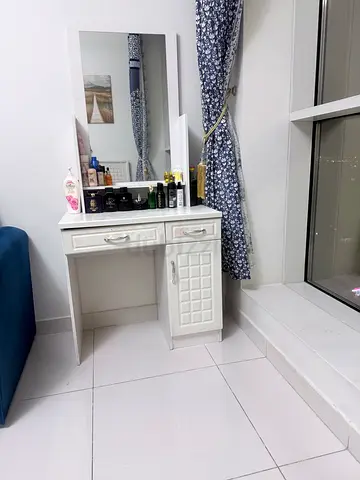 White Dressing Table / Vanity with Mirror - Compact Size