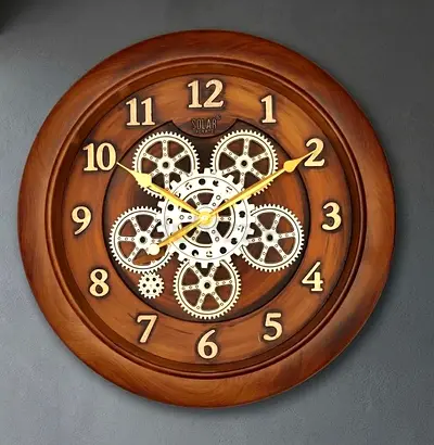 Fixed price Brand new Wooden Wall Clock with Decorative Gear Design - 16x16inches