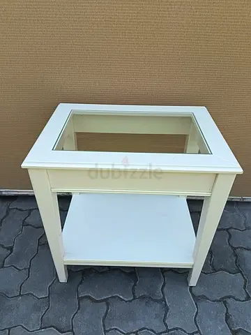 Side table with glass