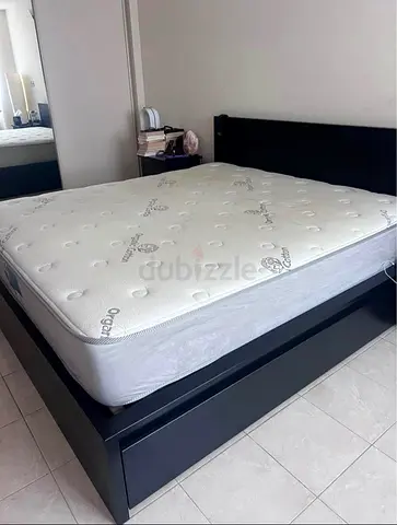 IKEA MALM King Size Bed + 2 Storage Drawers + Mattress
