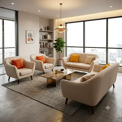 Modern Living Room Sofa Set with Armchairs