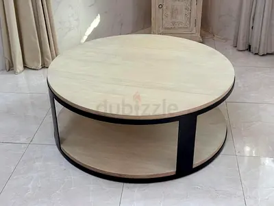 Pottery barn Round Wooden Coffee Table with Lower Shelf - Light Oak Finish