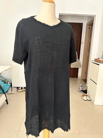 Black lightweight linen/cotton casual t-shirt dress, size S, LA HEINE INSIDE US
