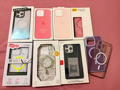 iPhone 15 Pro Max cases - Apple silicone + MagSafe compatible cases (9 mixed colors cases)