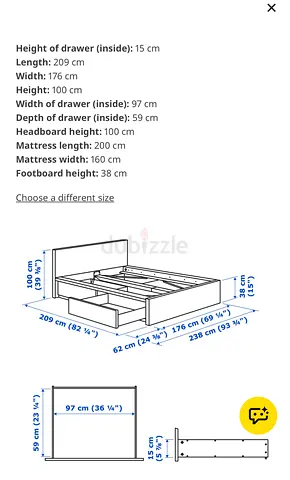 For sale Brand-new Bed frame and Mattress from Ikea for 1,000 aed