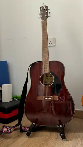 Fender CD-60S All Mahogany Acoustic Guitar + Stand Strap - Like New