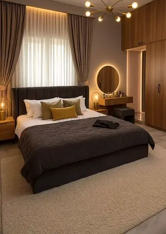 Modern Upholstered Bed Frame with Tufted Headboard