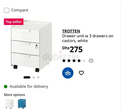 Drawer Unit with 3 drawers on coastors