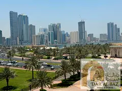 Two bedrooms and a living room for annual rent in Sharjah, Al Majaz 2 | Balcony with open sea view |