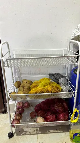 White 3-Tier Metal Kitchen Storage Trolley on Wheels