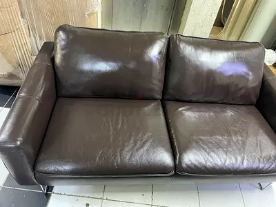 Comfortable Dark Brown Two Seater Leather Sofa