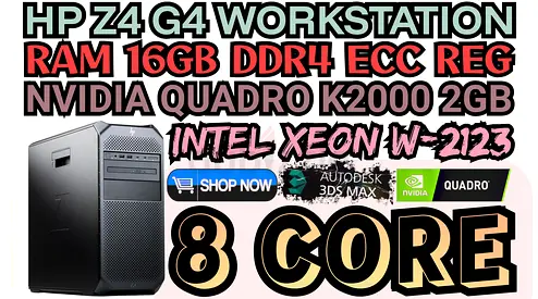 HP Z4 G4 WORKSTATION 8 CORE INTEL XEON W-2123  RAM 16GB DDR4 NVIDIA QUADRO K2000 2GB DDR5
