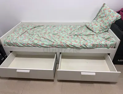 Ikea White Wooden Daybed with Two Large Underbed Drawers - v.Good Condition