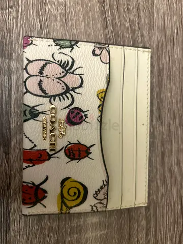 Coach Floral Bug Print Leather Card Holder