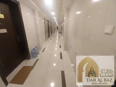 One bedroom and living room for annual rent in Muwaileh Commercial Area, Sharjah. Central air conditioning, 2 bathrooms, free parking, open view.