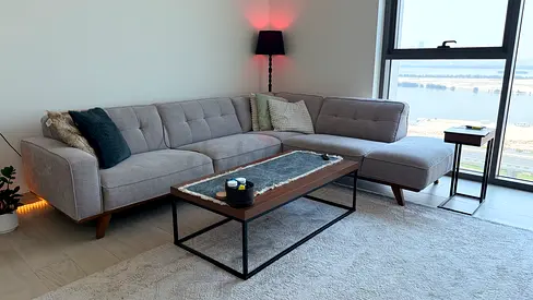 Home Centre Murano 4-Seater Right Corner Fabric Sofa + Ottoman