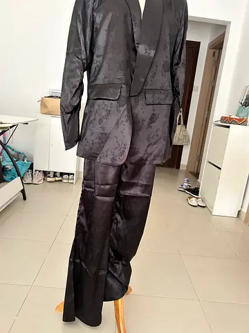 Dark floral satin womens suit - size L