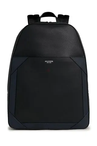 Tommy Hilfiger Black Structured Backpack - Slim Business Daypack