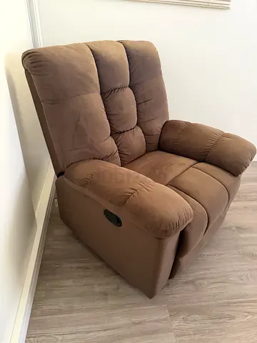 Brown Fabric Recliner Armchair - Single Seater, Good Condition