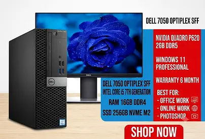 DELL OPTIPLEX 7050 SFF NVIDIA QUADRO P620 2GB DDR5 RAM 16GB DDR4 INTEL CORE I5 7TH GENERATION