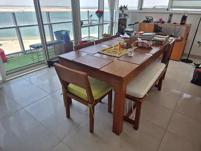 Table and chairs teak wood
