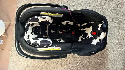 Used Chicco KeyFit Infant Car Seat with Cow Print Insert - Good Condition