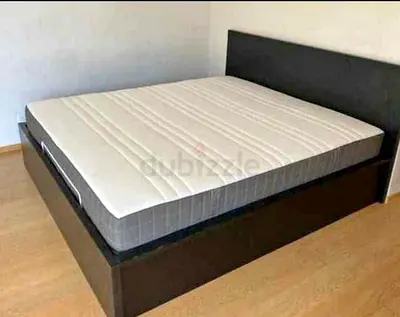 IKEA MALM Queen Size Bed + 2 Storage Drawers + Mattress