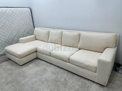 Beige color cratebarrel lshape sofa