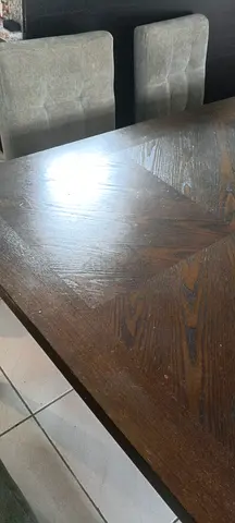 Wooden Dining Table with 2 Upholstered Chairs - Dark Finish
