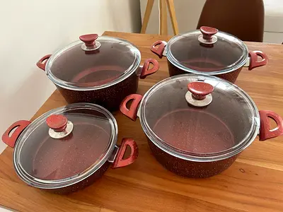 Non-Stick Granite Cookware Pot Set with Lids- new appliances never used
