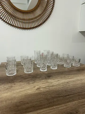 Set of 18 Cut Crystal Whiskey/Cocktail glasses - Excellent Condition