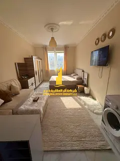 Furnished studio apartment with separate kitchen (hotel-style furnishings) for monthly rent in Ajman