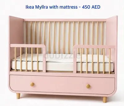 Ikea myllra crib with mattress  - 450 Aed