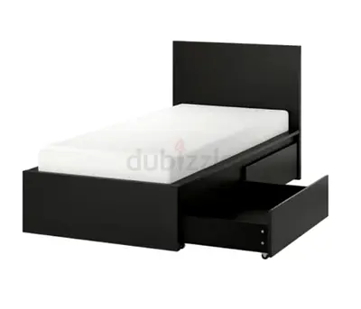 Single Bed Frame with Underbed Storage Drawer - Black