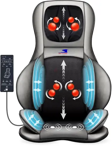 SKY LAND 3D Shiatsu Massage Seat Cushion with Heat – Adjustable Neck, Back Massager